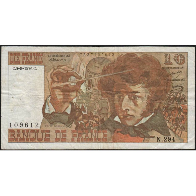 F 63-20 - 05/08/1976 - 10 francs - Berlioz - Série N.294 - Etat : TB