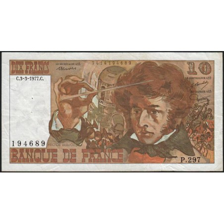 F 63-21 - 03/03/1977 - 10 francs - Berlioz - Série P.297 - Etat : TB+