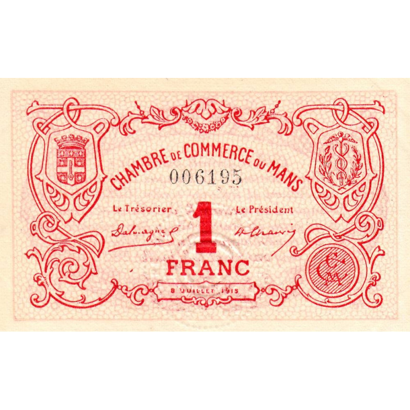 Billet des chambres de commerce Le Mans 1 franc