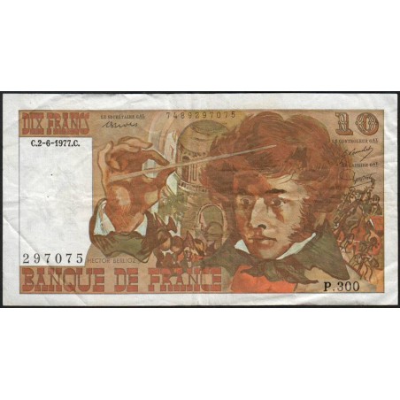 F 63-22 - 02/06/1977 - 10 francs - Berlioz - Série P.300 - Etat : TB