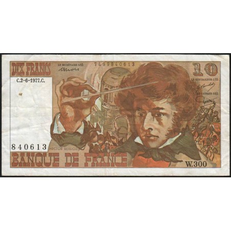 F 63-22 - 02/06/1977 - 10 francs - Berlioz - Série W.300 - Remplacement - Etat : TB+