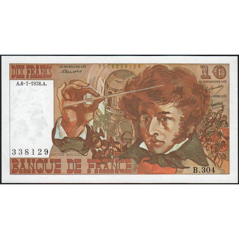 F 63-24 - 06/07/1978 - 10 francs - Berlioz - Série B.304 - Etat : SPL