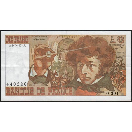 F 63-24 - 06/07/1978 - 10 francs - Berlioz - Série O.304 - Etat : TTB+