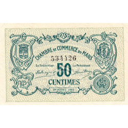 Le Mans - Pirot 69-9 - 50 centimes - 01/03/1917 - Etat : SUP+