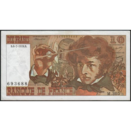 F 63-24 - 06/07/1978 - 10 francs - Berlioz - Série M.305 - Etat : TB+