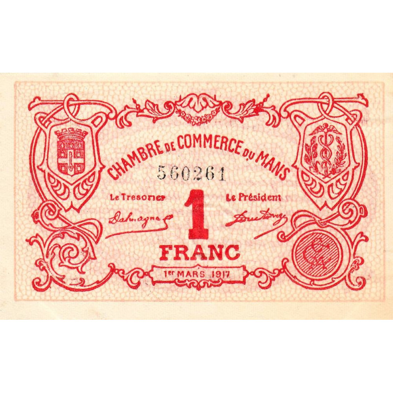 Billet des chambres de commerce Le Mans 1 franc