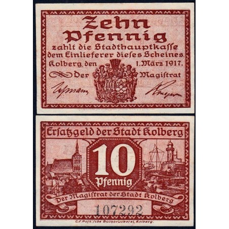 Pologne - Notgeld - Kolberg (Kolobrzeg) - 10 pfennig - 01/03/1917 - Etat : NEUF