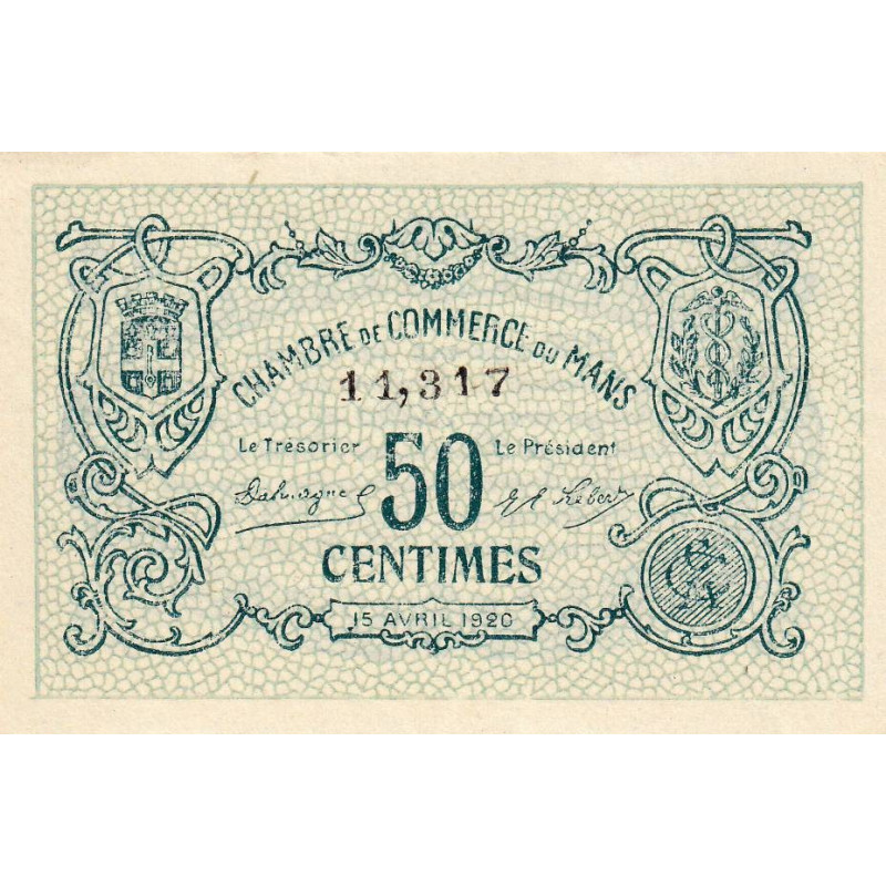Billet des chambres de commerce Le Mans 50 centimes