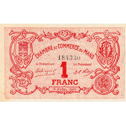 Le Mans - Pirot 69-18b - 1 franc - 15/04/1920 - Etat : SUP+