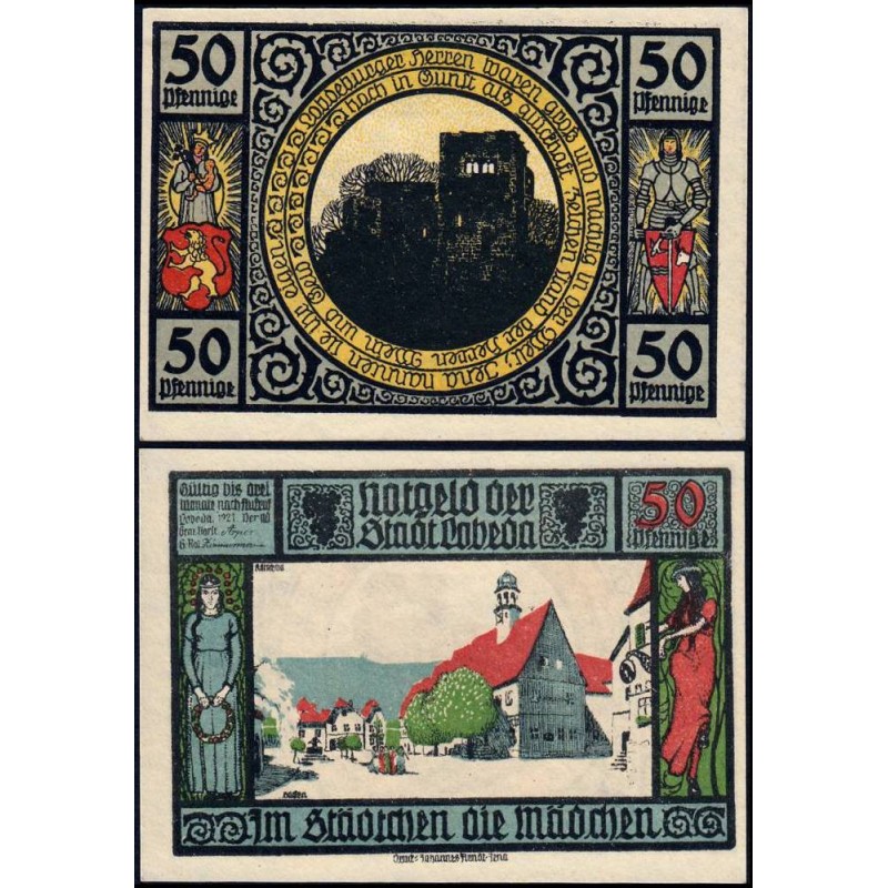 Allemagne - Notgeld - Lobeda (Jena) - 50 pfennig - Réf. 3 - Type 4 - 1921 - Etat : NEUF