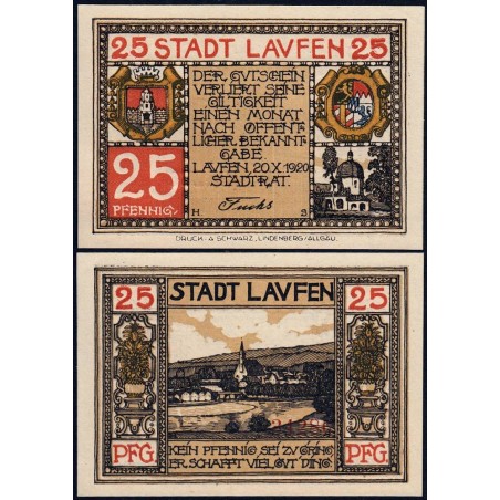 Allemagne - Notgeld - Laufen - 25 pfennig - 20/10/1920 - Etat : SPL+