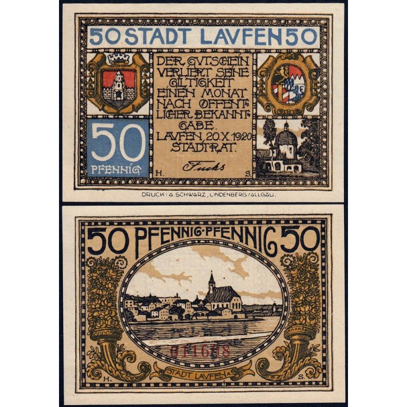 Allemagne - Notgeld - Laufen - 50 pfennig - 20/10/1920 - Etat : NEUF