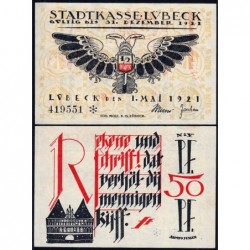 Allemagne - Notgeld - Lübeck - 50 pfennig - Série V - 01/05/1921 - Etat : SPL