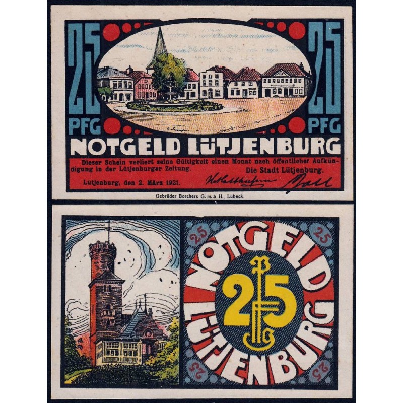 Allemagne - Notgeld - Lütjenburg - 25 pfennig - 02/03/1921 - Etat : NEUF
