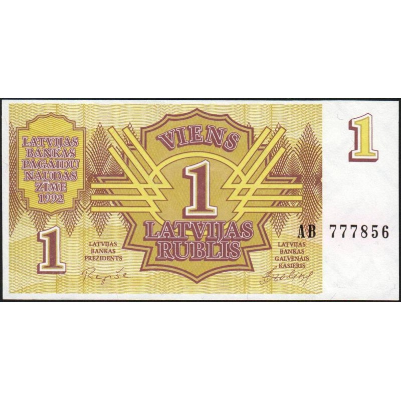 Lettonie - Pick 35 - 1 rublis - Série AB - 1992 - Etat : NEUF