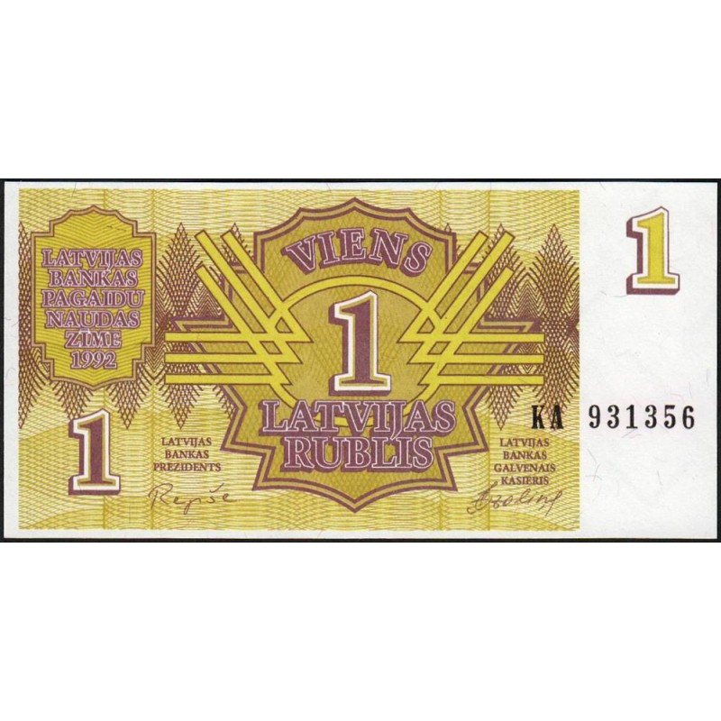 Lettonie - Pick 35 - 1 rublis - Série KA - 1992 - Etat : NEUF