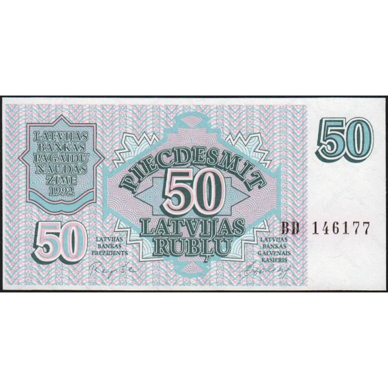 Lettonie - Pick 40 - 50 rubli - Série BD - 1992 - Etat : NEUF