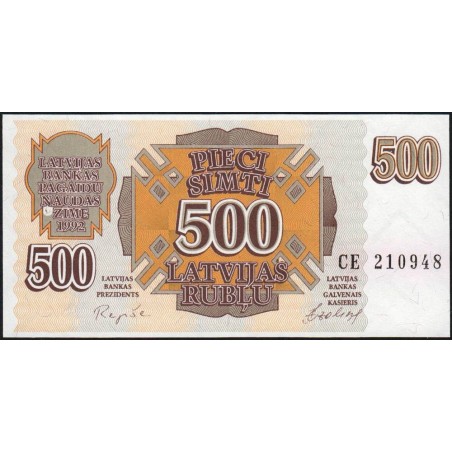 Lettonie - Pick 42 - 500 rubli - Série CE - 1992 - Etat : NEUF