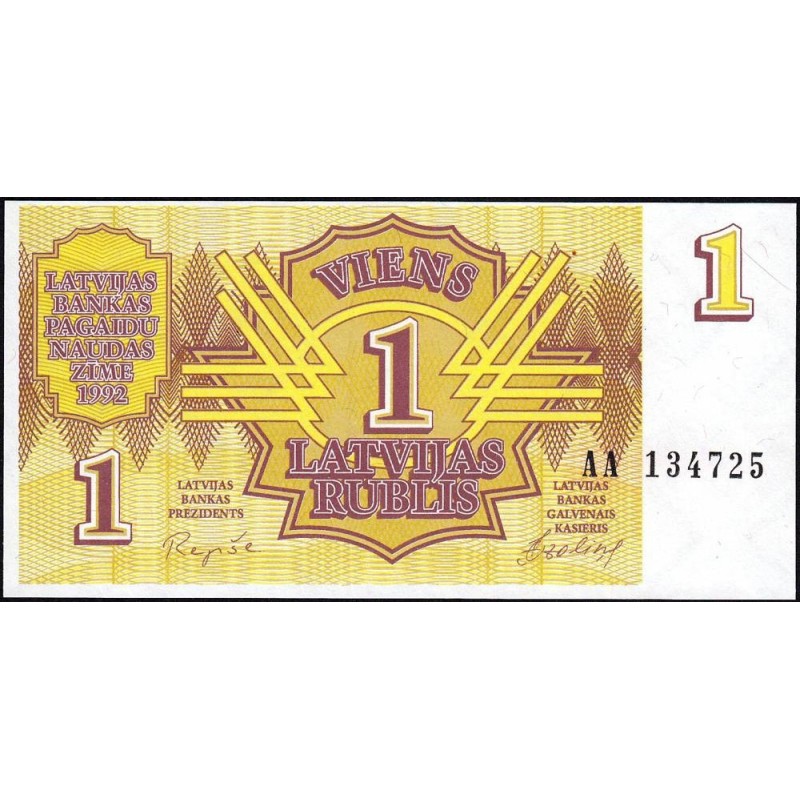 Lettonie - Pick 35 - 1 rublis - Série AA - 1992 - Etat : NEUF