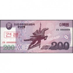 Corée du Nord - Pick 62s - 200 won - 2008 (2009) - Spécimen - Etat : NEUF