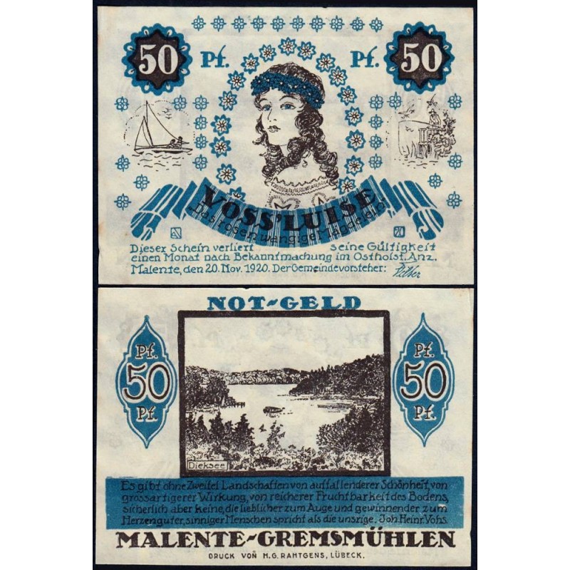 Allemagne - Notgeld - Malente-Gremsmühlen - 50 pfennig - 20/11/1920 - Etat : SPL