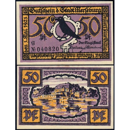 Allemagne - Notgeld - Merseburg - 50 pfennig - Lettre g - 01/05/1921 - Etat : SPL+