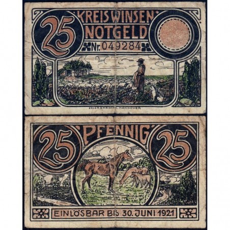 Allemagne - Notgeld - Winsen-an-der-Luhe - 25 pfennig - 1921 - Etat : TB-