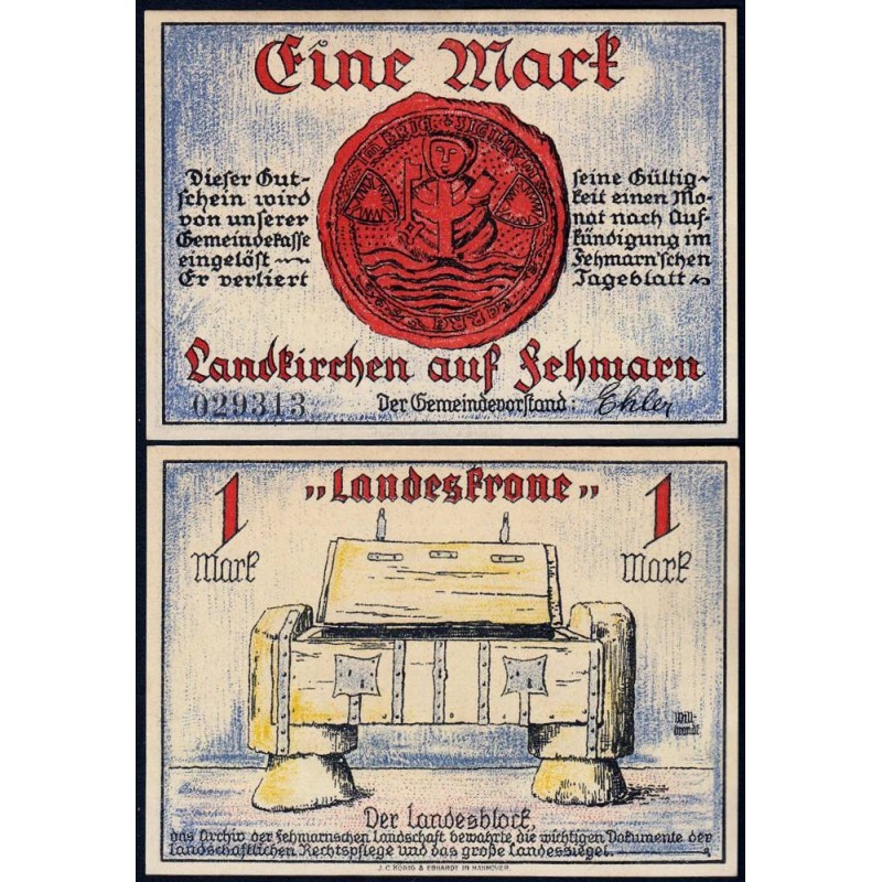 Allemagne - Notgeld - Landkirchen auf Fehmarn - 1 mark - 1921 - Etat : pr.NEUF