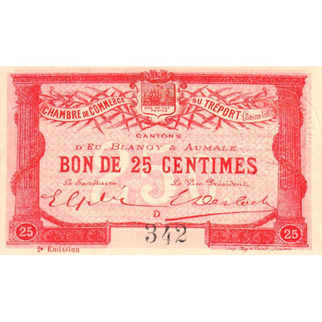 Le Tréport - Pirot 71-4 variété - 25 centimes - Lettre D - Sans série - 2e émission - 1915 - Etat : SUP+