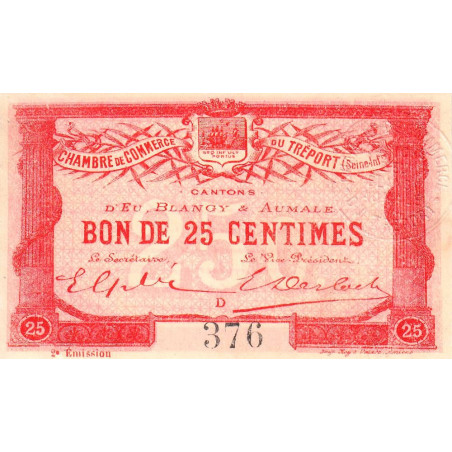 Le Tréport - Pirot 71-4 variété - 25 centimes - Lettre D - Sans série - 2e émission - 1915 - Etat : SUP