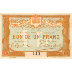 Le Tréport - Pirot 71-6 variété - 1 franc- Lettre A - Sans série - 2e émission - 1915 - Petit numéro - Etat : SUP+