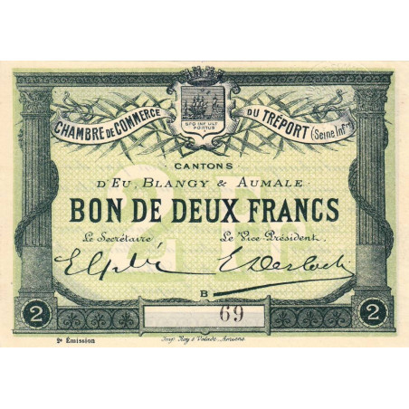 Le Tréport - Pirot 71-7 - 2 francs - Lettre B - Sans série - 2e émission - 1915 - Petit numéro - Etat : pr.NEUF