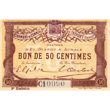 Le Tréport - Pirot 71-9 - 50 centimes - Lettre C - Série C - 3e émission - 1915 - Etat : SUP