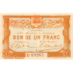 Le Tréport - Pirot 71-14 variété - 1 franc - Lettre A - Série D - 4e émission - 1916 - Etat : SUP+