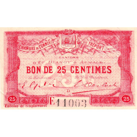 Le Tréport - Pirot 71-16 - 25 centimes - Lettre D - Série E - Émission de remplacement - 1916 - Etat : SUP+