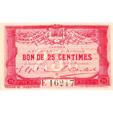 Le Tréport - Pirot 71-16 - 25 centimes - Lettre D - Série E - Émission de remplacement - 1916 - Etat : SPL