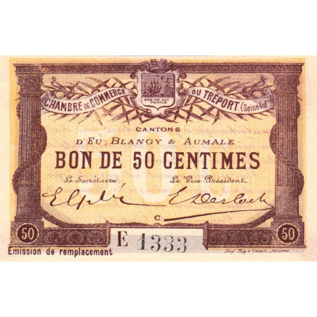 Le Tréport - Pirot 71-17 - 50 centimes - Lettre C - Série E - Émission de remplacement - 1916 - Etat : pr.NEUF