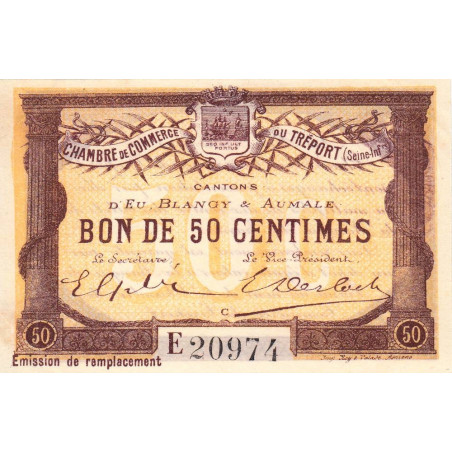 Le Tréport - Pirot 71-17 - 50 centimes - Lettre C - Série E - Émission de remplacement - 1916 - Etat : SUP+