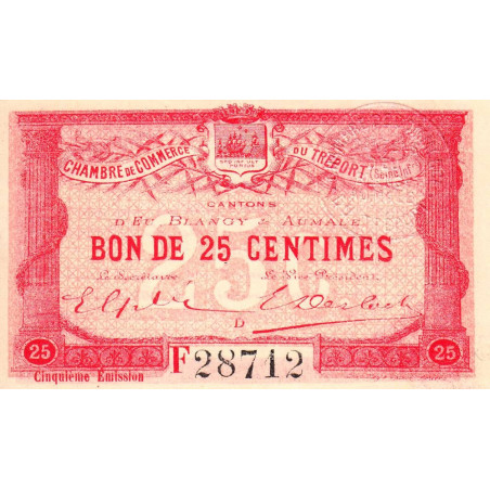 Le Tréport - Pirot 71-20 variété - 25 centimes - Lettre D - Série F - 5e émission - 1916 - Etat : SPL