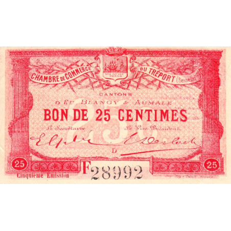 Le Tréport - Pirot 71-20 variété - 25 centimes - Lettre D - Série F - 5e émission - 1916 - Etat : SUP+