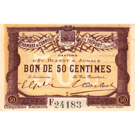 Le Tréport - Pirot 71-21 - 50 centimes - Lettre C - Série F - 5e émission - 1916 - Etat : SUP+