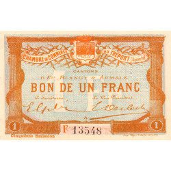 Le Tréport - Pirot 71-22 - 1 franc - Lettre A - Série F - 5e émission - 1916 - Etat : SUP+