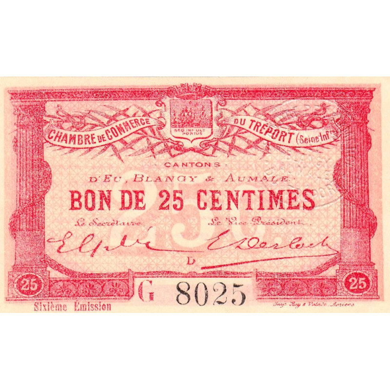 Le Tréport - Pirot 71-23 - 25 centimes - Lettre D - Série G - 6e émission - 1916 - Etat : NEUF