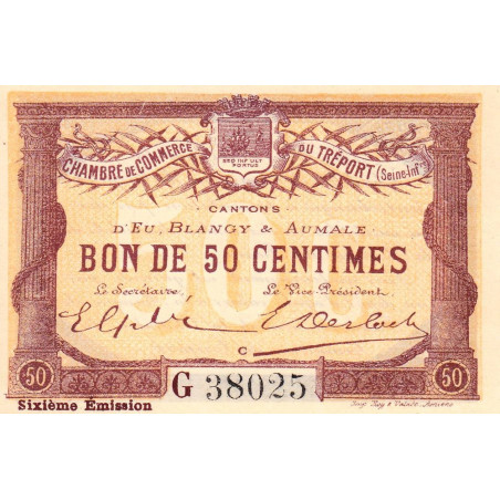 Le Tréport - Pirot 71-24 variété - 50 centimes - Lettre C - Série G - 6e émission - 1916 - Etat : NEUF