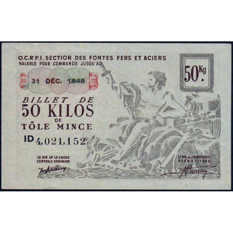 50 kg tôles minces - 31/12/1948 - Non endossé - Série IDID - Série ID - Etat : SUP+
