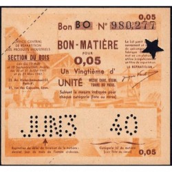 Section du Bois - 0,05 unité - 30/06/1943 - Code 40 - Série BO - Etat : SUP+