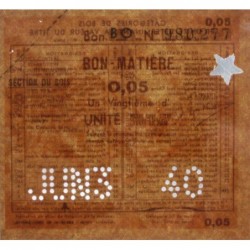 Section du Bois - 0,05 unité - 30/06/1943 - Code 40 - Série BO - Etat : SUP+