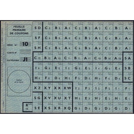 Feuille primaire de coupons - Série 10 - Catégorie J1 - Sans date (1963) - Etat : SPL