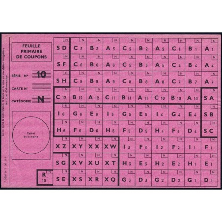 Feuille primaire de coupons - Série 10 - Catégorie N - Sans date (1963) - Etat : SUP