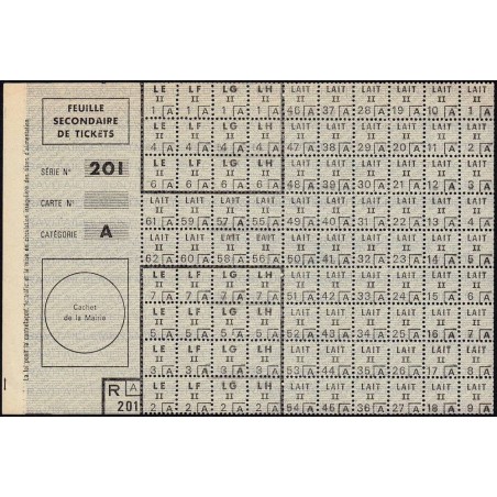 Feuille secondaire de tickets - Série 201 - Catégorie A - Sans date (1963) - Etat : SPL